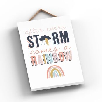 P3758 - After A Strom Comes A Rainbow Postivity Plaque à suspendre colorée sur le thème 2