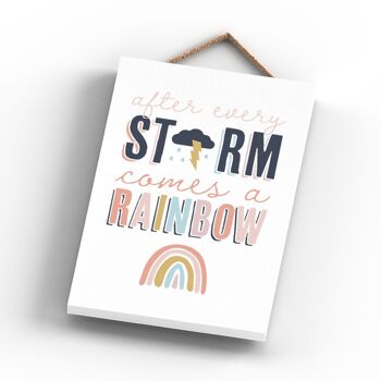P3758 - After A Strom Comes A Rainbow Postivity Plaque à suspendre colorée sur le thème 3