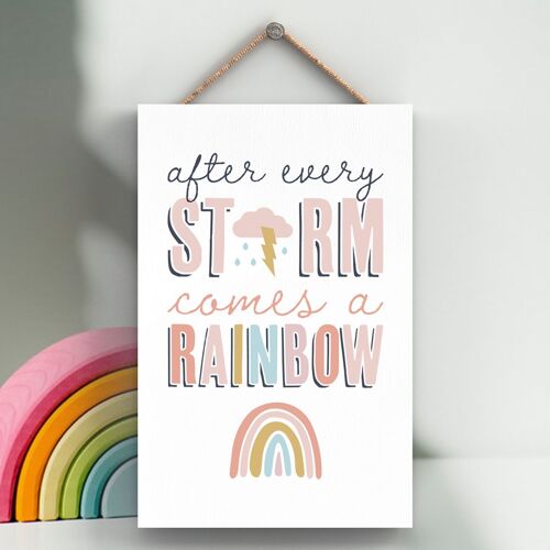 P3759 - After A Strom Comes A Rainbow Postivity Themed Colourful Hanging Plaque
