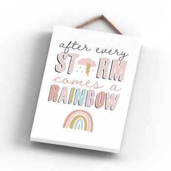 P3759 - After A Strom Comes A Rainbow Postivity Plaque à suspendre colorée sur le thème 3