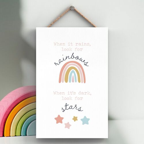 P3760 - Look For Rainbows Rainbow Postivity Themed Colourful Hanging Plaque