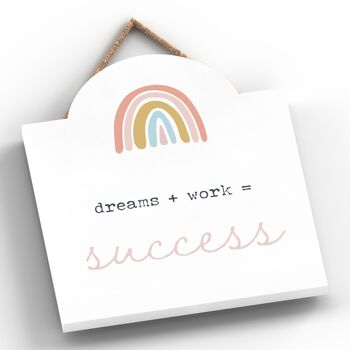 P3784 - Plaque à suspendre colorée sur le thème de la postivité arc-en-ciel Dream Work Success 2