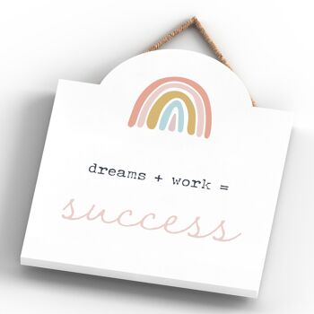 P3784 - Plaque à suspendre colorée sur le thème de la postivité arc-en-ciel Dream Work Success 4