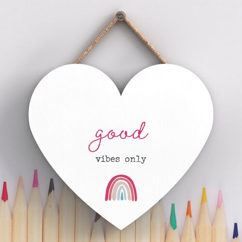 P3810 - Good Vibes Only Rainbow Postivity Themed Colourful Hanging Plaque