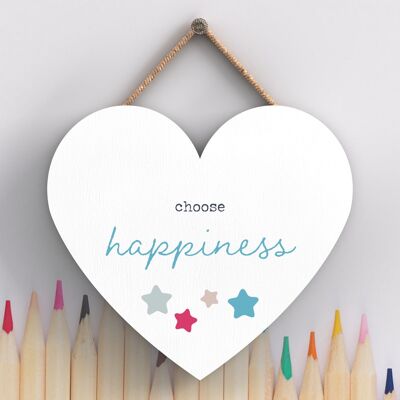 P3837 - Choose Happiness Rainbow Postivity Themed Colourful Hanging Plaque