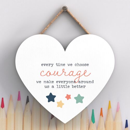 P3839 - Choose Courage Rainbow Postivity Themed Colourful Hanging Plaque