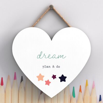 P3842 - Dream Plan Do Rainbow Postivity Themed Colourful Hanging Plaque