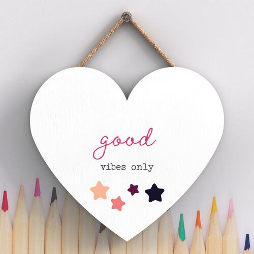P3851 - Good Vibes Only Rainbow Postivity Themed Colourful Hanging Plaque