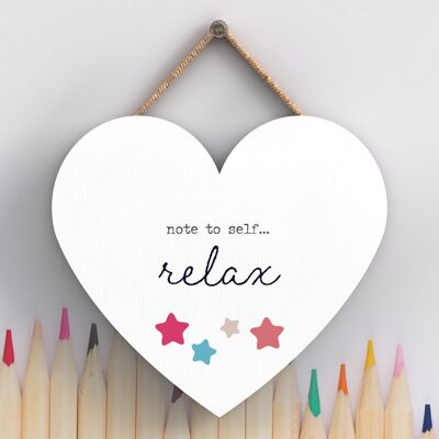 P3863 - Note Relax Rainbow Postivity Themed Colourful Hanging Plaque