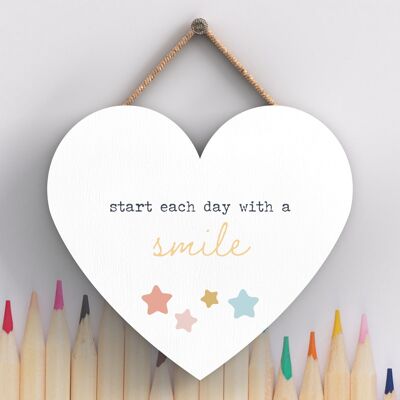 P3865 - Smile Each Day Rainbow Postivity Themed Colourful Hanging Plaque