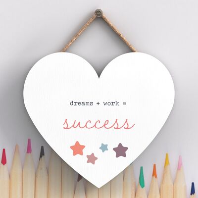 P3867 - Dream Work Succes Rainbow Postivity Themed Colourful Hanging Plaque