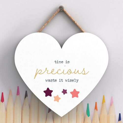 P3869 - Time Is Precious Rainbow Postivity Themed Colourful Hanging Plaque