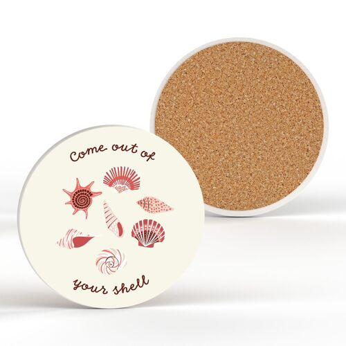 P3890 - Come Out Of Your Shell Seagull Nautical Themed Ceramic Round Coaster