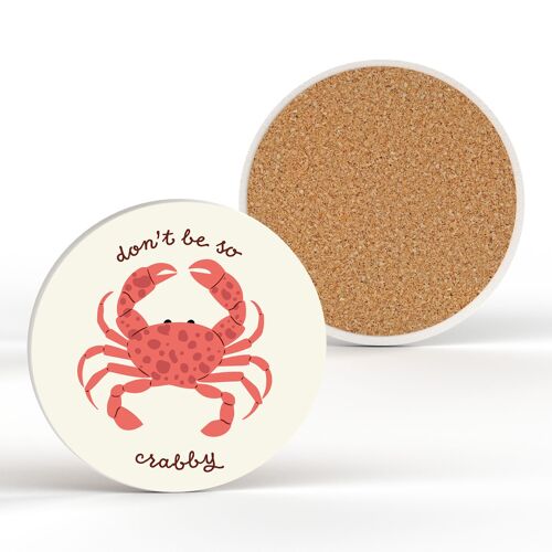 P3891 - Don'T Be So Crabby Seagull Nautical Themed Ceramic Round Coaster