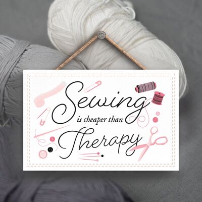 P3899 - Cheaper Than Therapy Sewing Room Theme Gift Idea Hanging Plaque