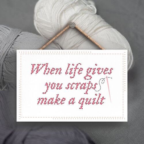 P3901 - Life Gives You Scraps Sewing Room Theme Gift Idea Hanging Plaque