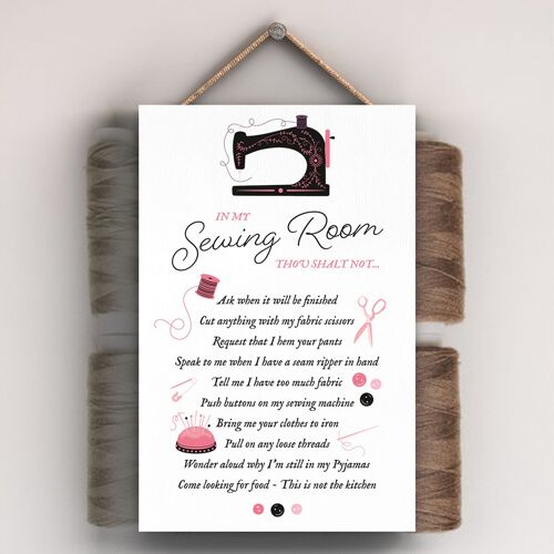 P3903 - My Sewing Room Theme Gift Idea Hanging Plaque