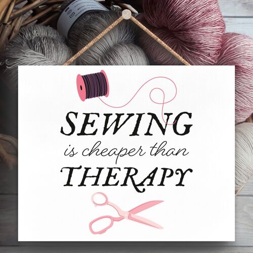 P3918 - Cheaper Than Therapy Sewing Room Theme Gift Idea Hanging Plaque