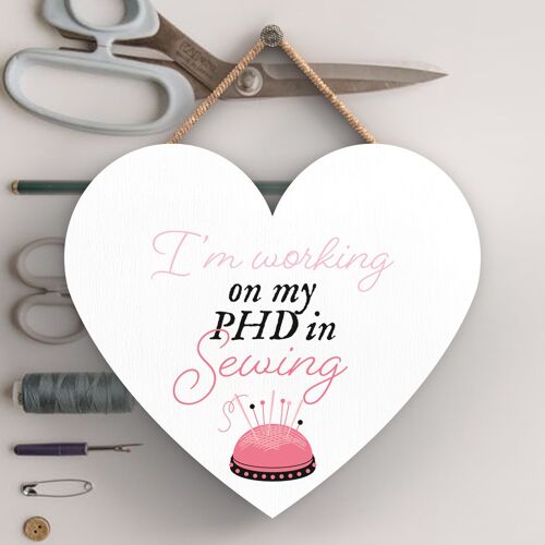 P3926 - Phd In Sewing Sewing Room Theme Gift Idea Hanging Plaque