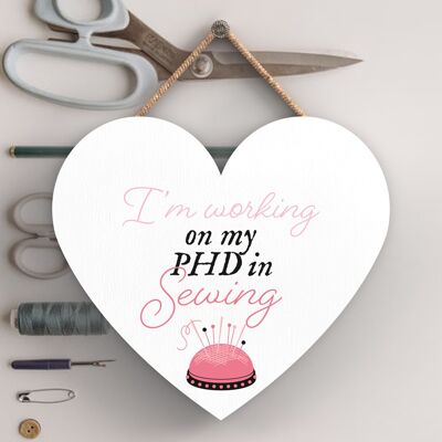 P3926 - Phd In Sewing Sewing Room Theme Gift Idea Hanging Plaque