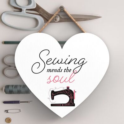 P3927 - Mends The Soul Sewing Room Theme Gift Idea Hanging Plaque