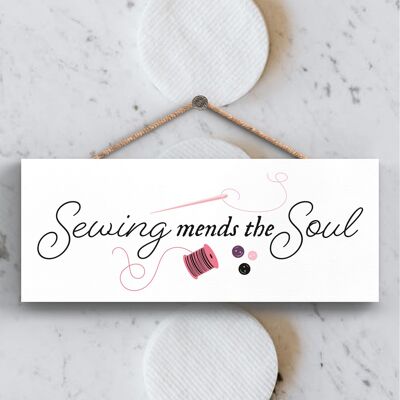 P3933 - Mends The Soul Sewing Room Idea regalo a tema targa da appendere