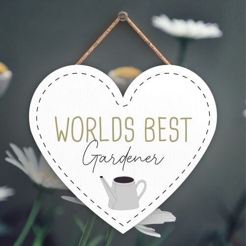 P3943 - Worlds Best Gardener Garden Theme Gift Idea Hanging Plaque