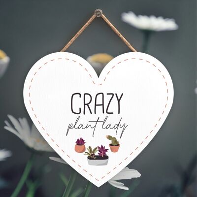 P3944 - Idea regalo a tema giardino Crazy Plant Lady, targa da appendere