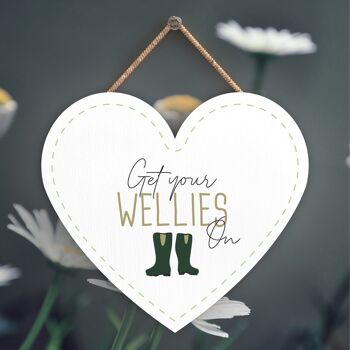 P3946 - Get Your Wellies On Garden Theme Gift Idea Hanging Plaque 1