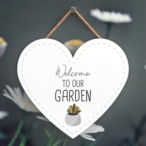 P3950 - Welcome To Our Garden Theme Gift Idea Hanging Plaque
