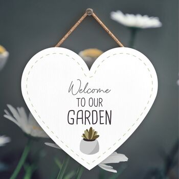 P3950 - Welcome To Our Garden Thème Idée Cadeau Plaque à Suspendre 1