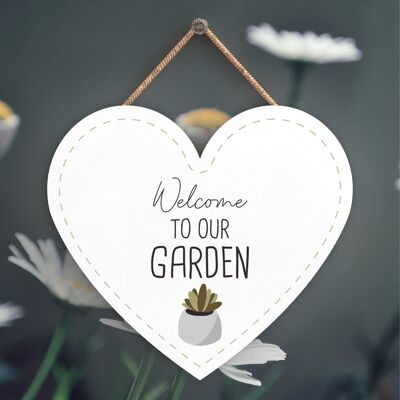 P3950 - Welcome To Our Garden Theme Gift Idea Hanging Plaque