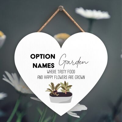 P3951 - Option Names Happy Flowers Garden Theme Gift Idea Hanging Plaque