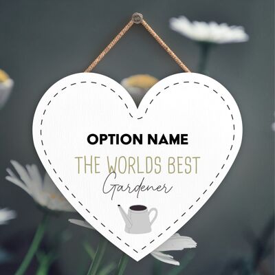 P3952 - Option Names The Worlds Best Gardener Garden Theme Gift Idea Hanging Plaque