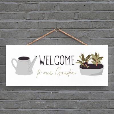 P3959 - Welcome To Our Garden Theme Gift Idea Hanging Plaque