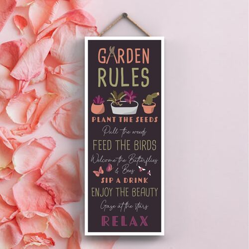 P3962 - Garden Rules Garden Theme Gift Idea Hanging Plaque