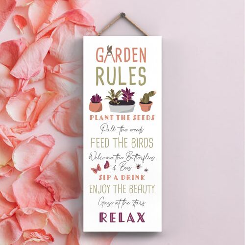 P3963 - Garden Rules Garden Theme Gift Idea Hanging Plaque