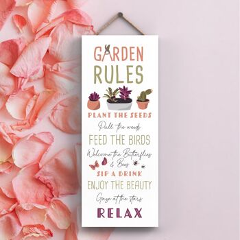 P3963 - Garden Rules Idée Cadeau Thème Jardin Plaque à Suspendre 1