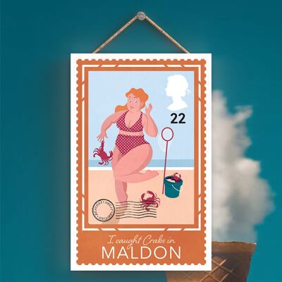 P3968_MALDON - Atrapé cangrejos en Maldon Sunny Beach Tema Idea de regalo Placa colgante