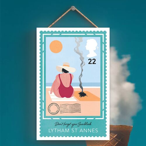 P3971_LYTHAM - Don'T Forget Sunblock In Lytham St Annes Sunny Beach Theme Gift Idea Hanging Plaque