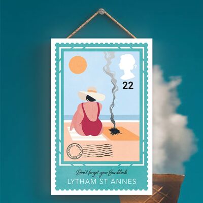 P3971_LYTHAM - Don't Forget Sunblock In Lytham St Annes Sunny Beach Theme Gift Idea Hanging Plaque