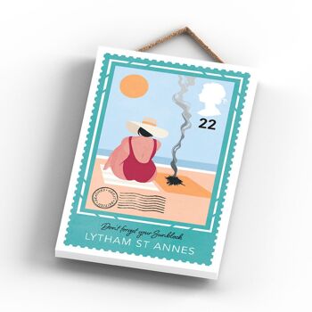 P3971_LYTHAM - Don't Forget Sunblock In Lytham St Annes Sunny Beach Theme Gift Idea Hanging Plaque 3