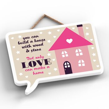 P4003 - Only Love Can Make A Home Inspiring Sentimental Gift Plaque à suspendre 2