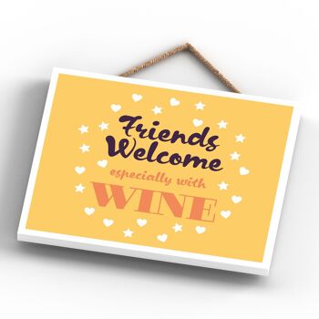 P4017 - Friends With Wine Inspiring Sentimental Gift Plaque à suspendre 4