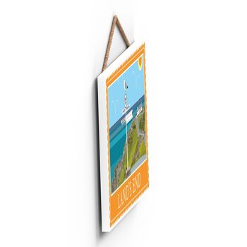 P4035 - Lands End Works Of K Pearson Seaside Town Illustration Plaque à suspendre en bois 2