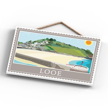 P4036 - Looe End Works Of K Pearson Seaside Town Illustration Plaque à suspendre en bois 3