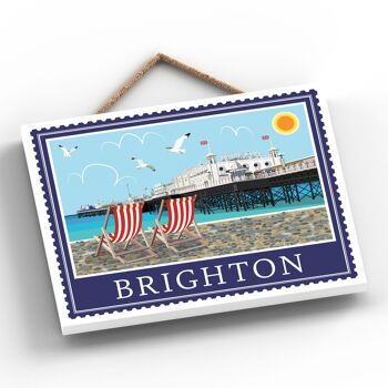 P4041 - Brighton Works Of K Pearson Seaside Town Illustration Plaque à suspendre en bois 2