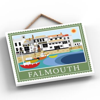 P4044 - Falmouth Works Of K Pearson Seaside Town Illustration Plaque à suspendre en bois 2