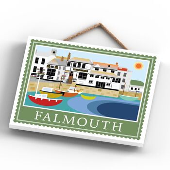 P4044 - Falmouth Works Of K Pearson Seaside Town Illustration Plaque à suspendre en bois 4