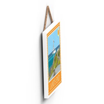 P4046 - Lands End Works Of K Pearson Seaside Town Illustration Plaque à suspendre en bois 3